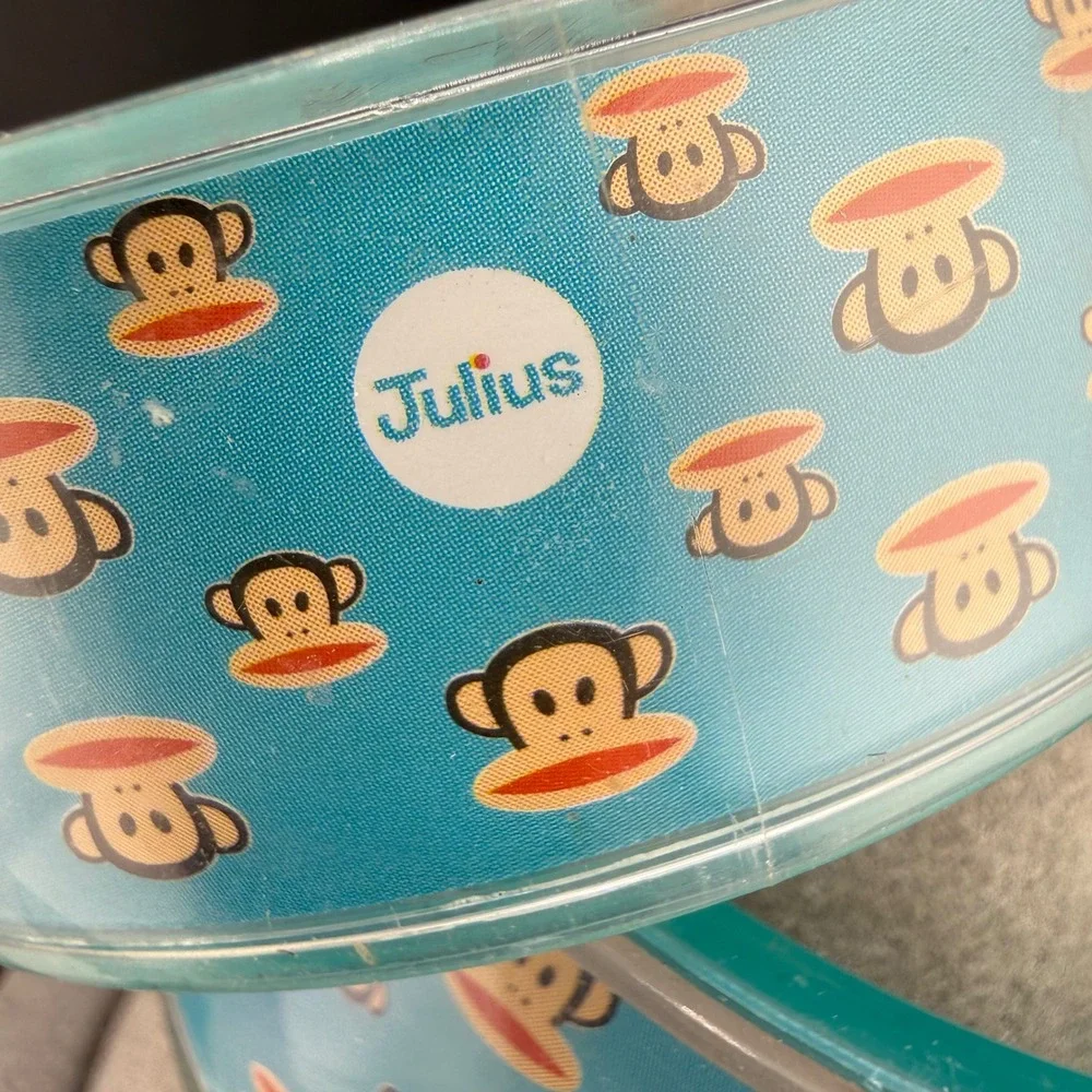 Vintage Paul Frank Bangle Bracelet Blue Julius Monkey Acrylic Set  7.5